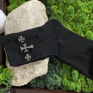 Custom Chrome Hearts Inspired Style Socks Black Iron Cross Size M Unisex